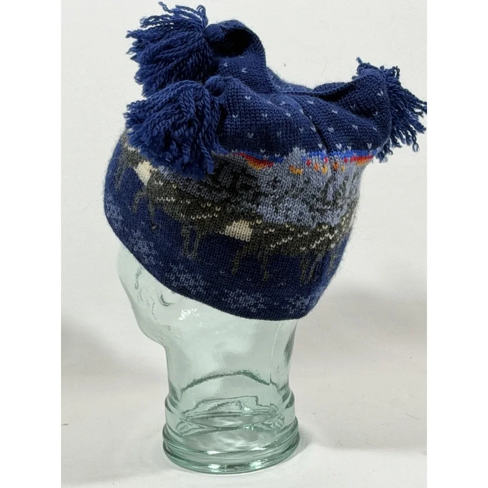 Maria Lammi Nordic Pom Beanie Hat Fair Isle Cottagecore Cozy Winter Knit